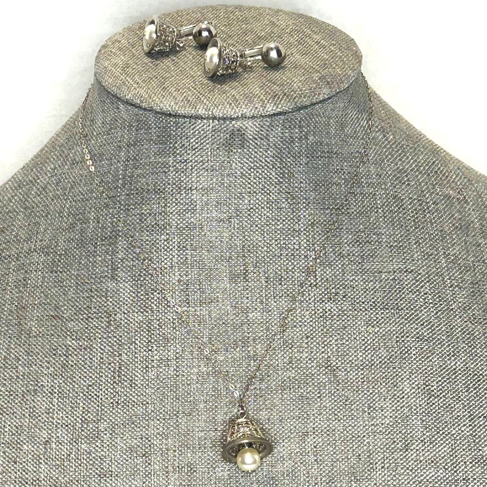 Vintage Judy Lee Bell Pendant Necklace and Earrings Set HTF